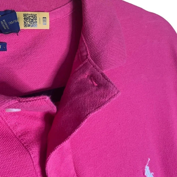 Ralph Lauren Classic Fit Mesh Polo Shirt in Pink with White Polo Logo Size XL - Picture 5 of 6
